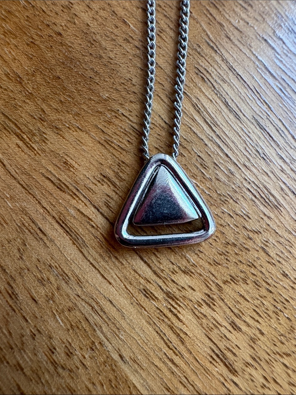 Silver Triangle Pendant Necklace - Modern Geometric Design
